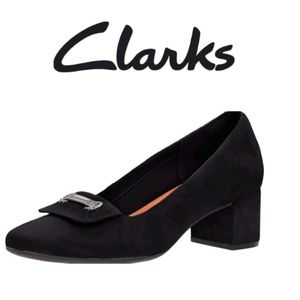 Clark's Tealia Gia Black Suede Career Work Office Dress Pumps Size 6